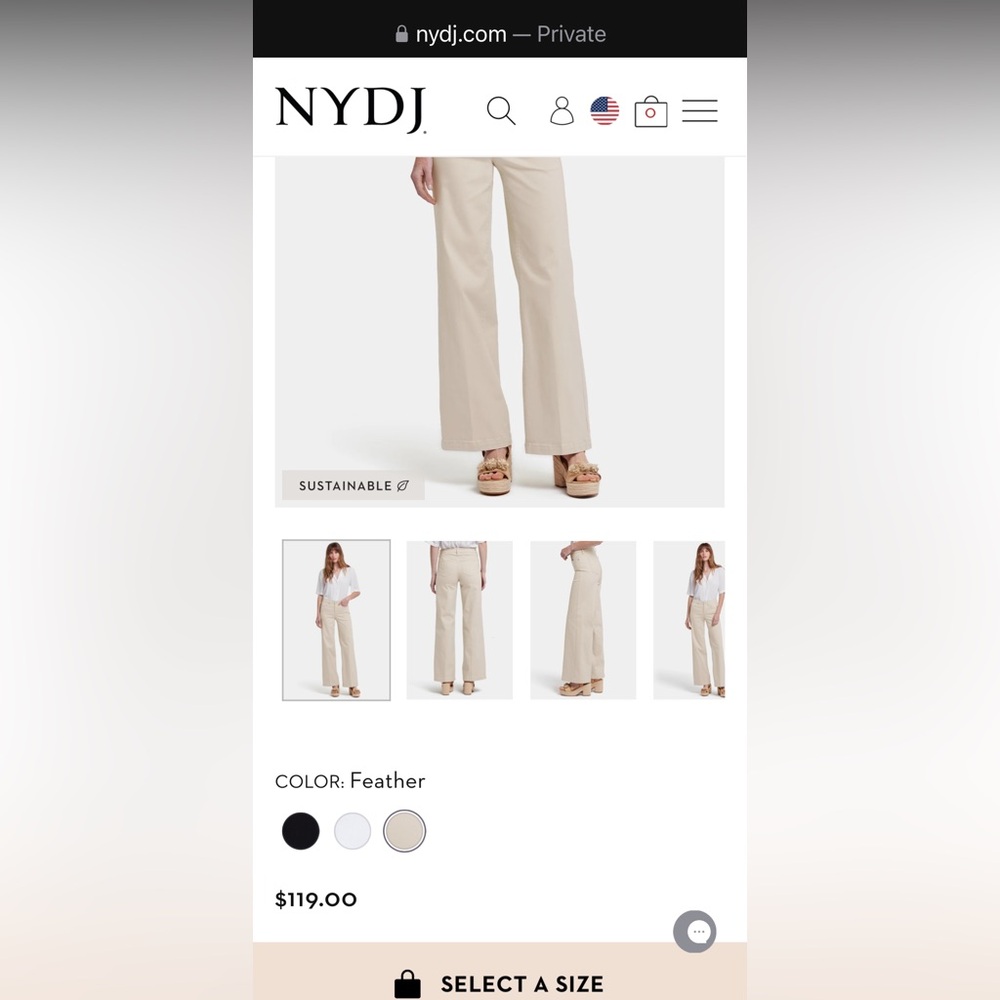 Women's NYDJ Olive Green Wide-Leg Pants